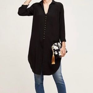 Anthropologie NWT Maeve Black Button-up Tunic SZ S
